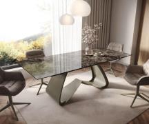 DELIFE Eetkamertafel Edge 180-220x100 Laminam® Emperador Extra Lucidat...