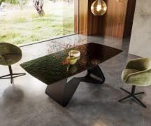 DELIFE Eettafel Edge Boot 200x100 Reliefglas zwart 3D-Design W-frame m...