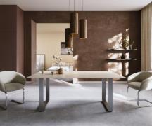 DELIFE Eettafel Edge 200x100 keramiek  Laminam® Travertino Bianco Crem...