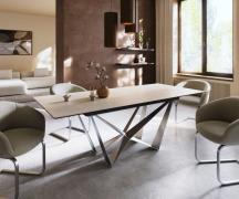 DELIFE Eettafel Edge 180-220x90 keramiek  Laminam® Travertino Bianco C...