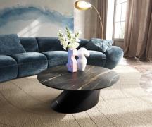 DELIFE Salontafel Edge rond 90x90 cm keramiek Laminam® Noir Desir brui...