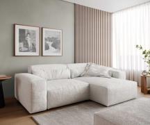 DELIFE Hoekbank Sirpio 230x155 cm bouclee cream-white recamiere variab...