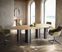 DELIFE Eetkamertafel Edge ovaal 280x130 keramiek Laminam® Sabbia eiken...