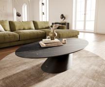 DELIFE Salontafel Edge Oval 140x80 cm keramiek Laminam® Noir Desir bru...