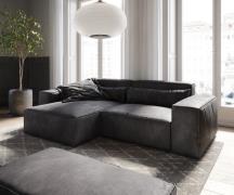 DELIFE Hoekbank Sirpio 230x155 cm kunstleder vintage antraciet variabe...