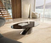 DELIFE Salontafel Edge Oval 140x80 cm keramiek Laminam® Emperador Extr...