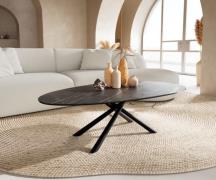 DELIFE Salontafel Edge Oval 140x75 cm keramiek Laminam® Noir Desir bru...