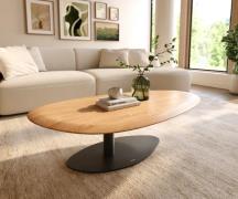 DELIFE Salontafel Edge Oval 140x75 cm Eiken Naturel ronde rand Vibany ...