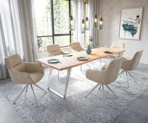 DELIFE Eettafel Edge 260x100cm acacia natuur roestvrijstaal zilver sch...