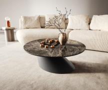 DELIFE Salontafel Edge rond 90x90 cm keramiek Laminam® Emperador Extra...