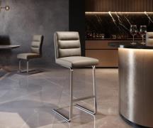 DELIFE Barstoel Pela-Flex Volledig leer Mud Vrijstaand vlak RVS Pocket...