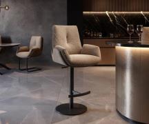 DELIFE Barstoel Clea-Flex materiaalmix Mud draaivoet in hoogte verstel...