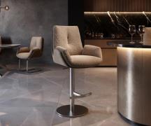 DELIFE Barstoel Clea-Flex Materiaalmix Mud Draaivoet in hoogte verstel...