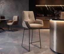 DELIFE Barstoel Clea-Flex materiaalmix Mud metalen sledepootframe pock...