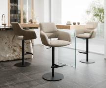 DELIFE Barstoel Yago-Flex materiaalmix microvezel Mud / bouclé Mud dra...