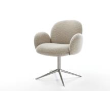 DELIFE Draaistoel Nube-Flex met armleuning geweven stof beige kruispoo...