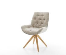 DELIFE Draaistoel Taimi-Flex geweven stof beige houten frame hoekig na...