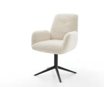 DELIFE Draaistoel Zoa-Flex pluchen crème-wit kruispoot zwart 360° draa...