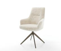 DELIFE Draaistoel Zelia-Flex met armleuning pluchen crème-wit kruisfra...