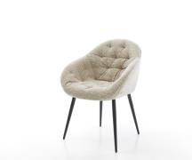 DELIFE Eetkamerstoel Gaio-Flex geweven stof beige 4-poot conisch zwart