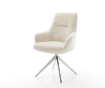 DELIFE Draaistoel Zelia-Flex met armleuning pluchen crème-wit kruisfra...