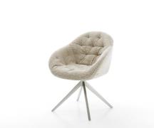 DELIFE Draaistoel Gaio-Flex geweven stof beige kruisframe breed roestv...