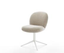 DELIFE Draaistoel Nube-Flex geweven stof beige kruispoot wit 360° draa...