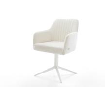 DELIFE Draaistoel Greg-Flex bouclé zacht beige kruispoot wit 360° draa...