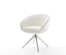 DELIFE Draaistoel Vinka-Flex met armleuning bouclé zacht beige kruisfr...