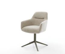 DELIFE Draaistoel Pejo-Flex geweven stof beige kruispoot afwerking met...