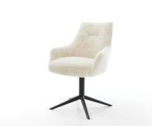 DELIFE Draaistoel Alja-Flex met armleuning pluchen crème-wit kruispoot...