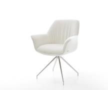 DELIFE Eetkamerstoel Keila-Flex met armleuning bouclé zacht beige krui...