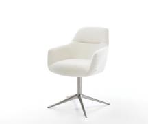 DELIFE Draaistoel Pejo-Flex bouclé zacht beige kruispoot roestvrij sta...