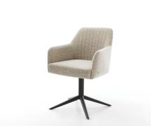 DELIFE Draaistoel Greg-Flex geweven stof beige kruispoot zwart 360° dr...