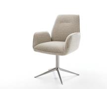 DELIFE Draaistoel Zoa-Flex geweven stof beige kruispoot roestvrij staa...