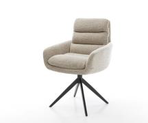 DELIFE Draaistoel Abelia-Flex met armleuning geweven stof beige kruisf...