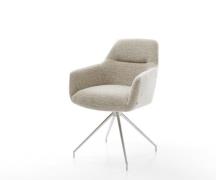 DELIFE Eetkamerstoel Pejo-Flex geweven stof beige kruisframe conisch r...