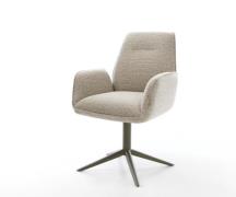 DELIFE Draaistoel Zoa-Flex geweven stof beige kruispoot afwerking met ...