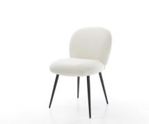 DELIFE Eetkamerstoel Nube-Flex bouclé zacht beige 4-poot conisch zwart...