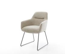 DELIFE Eetkamerstoel Pejo-Flex geweven stof beige slipframe zwart pock...