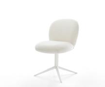 DELIFE Draaistoel Nube-Flex bouclé zacht beige kruispoot wit 360° draa...