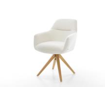 DELIFE Draaistoel Pejo-Flex bouclé zacht beige houten frame hoekig nat...