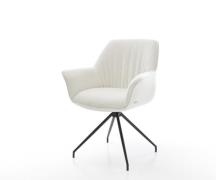 DELIFE Eetkamerstoel Keila-Flex met armleuning bouclé zacht beige krui...