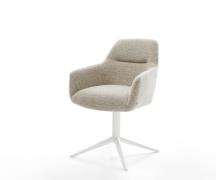 DELIFE Draaistoel Pejo-Flex geweven stof beige kruispoot wit 360° draa...