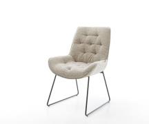 DELIFE Eetkamerstoel Taimi-Flex geweven stof beige slipframe zwart