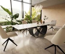 DELIFE Eetkamertafel Edge 200-300x100 cm Keramiek Calacatta Luxe Wit-G...