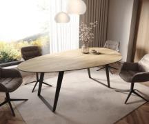 DELIFE Eetkamertafel Edge Oval 220x120 cm Keramiek Laminam® Sabbia eik...