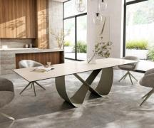 DELIFE Eettafel Edge 300x100 keramiek  Laminam® Travertino Bianco Crem...