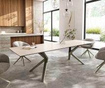 DELIFE Eettafel Edge 300x100 keramiek  Laminam® Travertino Bianco Crem...