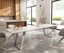 DELIFE Eetkamertafel Edge 300x100 cm Keramiek Laminam®Travertino Bianc...